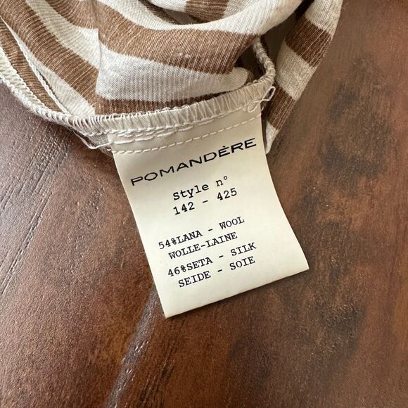 NWOT POMANDÈRE Long Sleeve Wool-Silk Striped Top in Brown/White - Picture 7 of 10